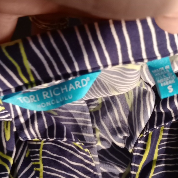 Tory Richard Honolulu abstract topical leaf tunic style dress w/ pockets small - Picture 6 of 7